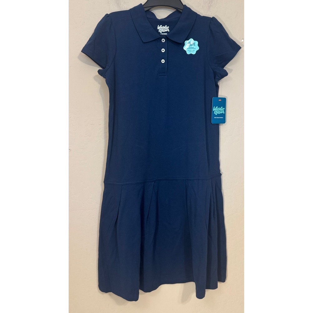 Wonder Nation Polo Dress Girls XL 14-16 Blue School Uniform Pleated Skirt NEW